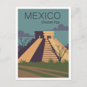 チチェンイツザメキシコヴィンテージトラベルイラストレーション ポストカード (正面)