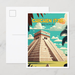 チチェンイツザメキシコヴィンテージ旅行イラストレーション ポストカード