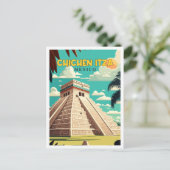 チチェンイツザメキシコヴィンテージ旅行イラストレーション ポストカード (スタンド正面)
