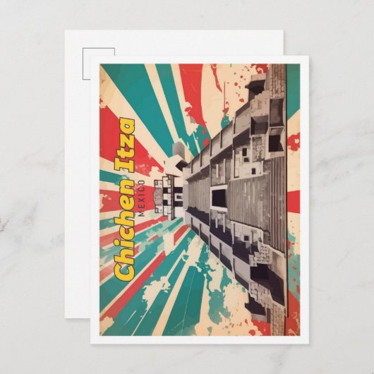 チチェンイツザメキポップ・アートのシコアートトラベルイラストレーション ポストカード (正面/裏面)