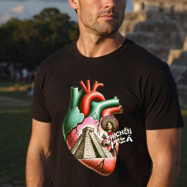 チチェン・イツァのマヤピラミッドと解剖学的なハート Tシャツ