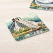 チチェンItza、ストレッチ スクエアペーパーコースター (アングル)