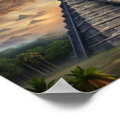 チチェンItza Mayan Temple in Mexico Sunset ポスター (角)