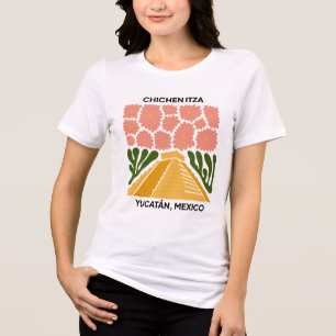 チチェンItza Yucatanメキシコ旅行フローラアート トライブレンドＴシャツ