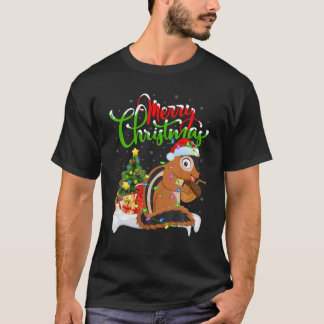 チッおもしろいムンク動物愛好家クリスマス照明チムンク Tシャツ