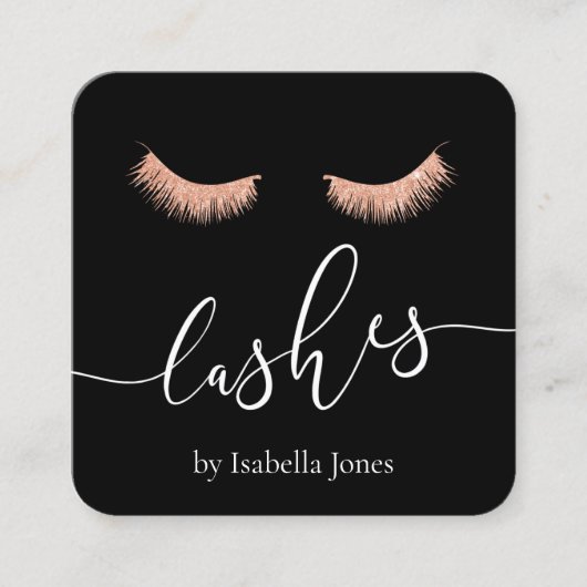 チッエレガントクバラ金ゴールドグリッター黒まつ スクエア名刺 (正面)