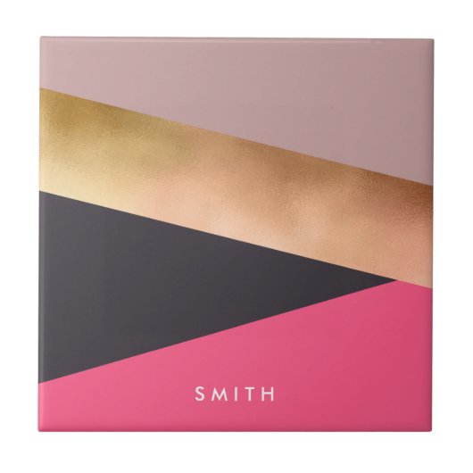 チッエレガントクバラ金ゴールドピンク灰色カラーブロック タイル (正面)