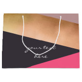 チッエレガントクバラ金ゴールドピンク灰色カラーブロック ラージペーパーバッグ (正面)