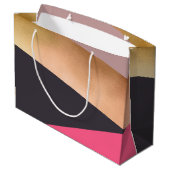 チッエレガントクバラ金ゴールドピンク灰色カラーブロック ラージペーパーバッグ (裏面アングル)