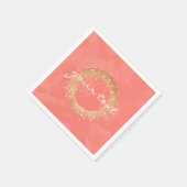 チッエレガントクフェイク金ゴールドリースピンク スタンダードカクテルナプキン (角)