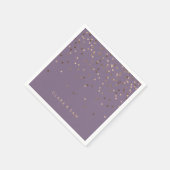チッエレガントク釉薬バラ金ゴールド紙吹雪点バイオレット スタンダードカクテルナプキン (角)