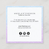 チッエレガントク・アクア&バイオレット・グリッターの発疹 スクエア名刺 (裏面)