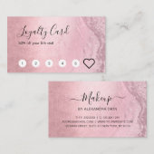 チッエレガントク・ピンク・ローズ金ゴールドグリッターメイクアップアーティスト ロイヤリティカード (正面/裏面)