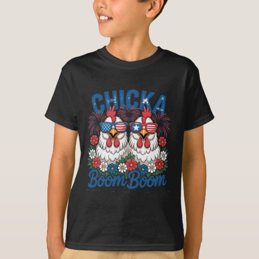 チッカブームブーム チキン部隊 愛国 7月4日 Tシャツ (正面)