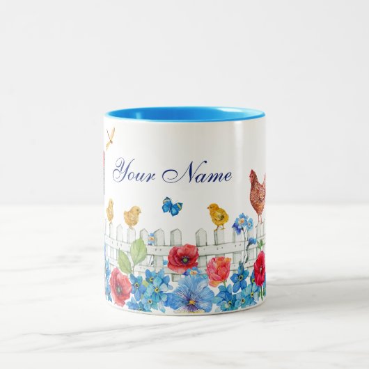 チッカラフルク農園名前をカスタムする ツートーンマグカップ (中央)