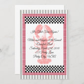 チッキングストライプチェッカーボードギンガムクロウフィッシュ 招待状 (正面/裏面)