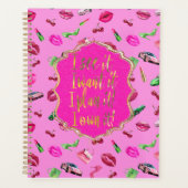 チックで楽しい ホットピンクとグリーンのグラマラス 「見える！」 プランナー手帳 (正面)