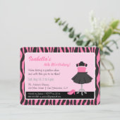 チックなゼブラ柄ファッションガールズバースデーパーティ 招待状 (スタンド正面)