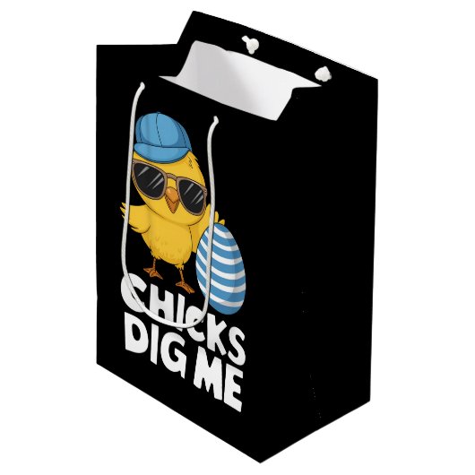 チックス私イースターエッグおもしろい狩り ミディアムペーパーバッグ (正面アングル)