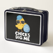 チックス私イースターエッグおもしろい狩り メタルランチボックス (正面)