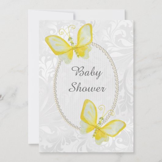 チックチョウダマスクベビーシャワー両面 招待状 (正面)