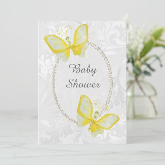 チックチョウダマスクベビーシャワー両面 招待状 (スタンド正面)