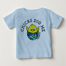 チックディグミーイースター春ロムパーエッグブルーボーイズ ベビーTシャツ