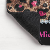 チックヒョウのピンクの動物のダイヤモンドパーソナライズされた マウスパッド (コーナー)