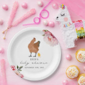 チックピンクボウフローラチキンガールベビーシャワー ペーパープレート (パーティー)