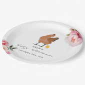 チックピンクボウフローラチキンガールベビーシャワー ペーパープレート (アングル)