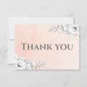 チックピンクモダンホワイトフローラフラットサンキューカード サンキューカード (正面)
