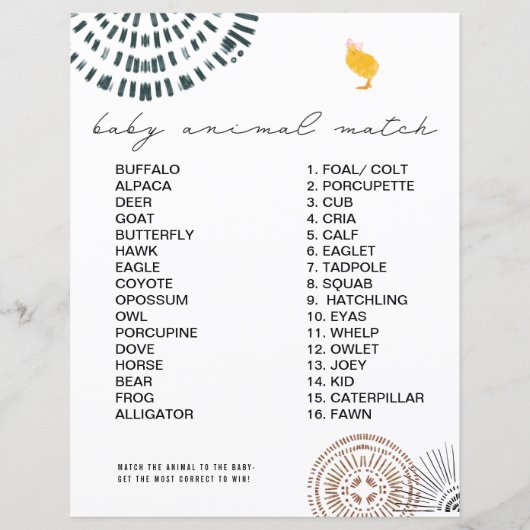 チックピンク弓ベビーシャワー動物マッチゲーム (正面)