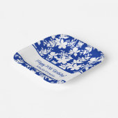 チックブルーホワイトフローラルパターン70誕生日 ペーパープレート (傾斜あり)