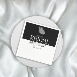 チックミニマルタイポグラフィバタフライブライダルシャワー スタンダードカクテルナプキン