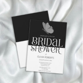 チックミニマルタイポグラフィバタフライブライダルシャワー 招待状