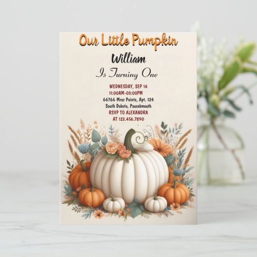 チックルファームの子供たち私たちの小さなカボチャは1を回している 招待状 (スタンド正面)