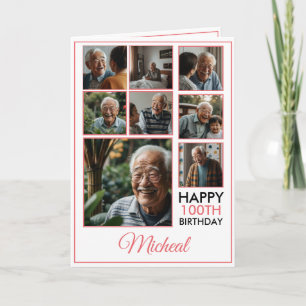 チックレッド8フォトコラージュ100誕生日 カード