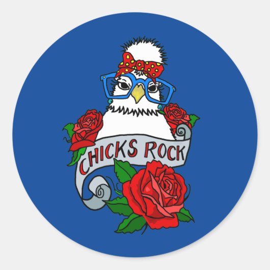 チックロックシルキーチキンステッカー ラウンドシール (正面)