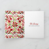 チックンの赤と緑の水彩クリスマス写真 シーズンカード (内部)