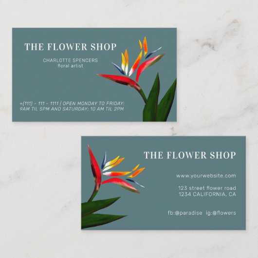 チック熱帯バードオブパラダイスフローライラストレーション 名刺 (正面/裏面)