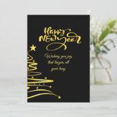 チック2026年新年のパーティー ゴールドグリッター ブラック シーズンカード (スタンド正面)