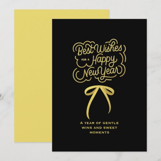 チック2026年新年のパーティー ゴールドグリッター ブラック シーズンカード (正面/裏面)