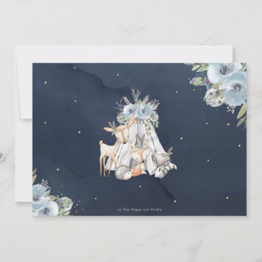 チック·ウッドランド·アニマルズ、部族的なボーホーのボーイ·ベイビーシャワー 招待状 (裏面)