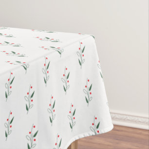 チッシンプルクベリーホリーレッド&グリーンクリスマス テーブルクロス