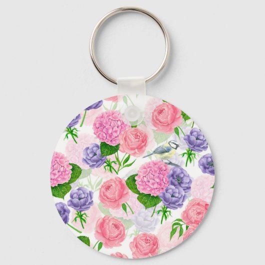 チットバードと花 キーホルダー (正面)