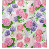 チットバードと花 シャワーカーテン (正面)