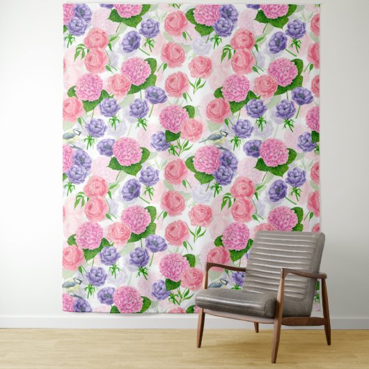 チットバードと花 タペストリー (インサイチュ)