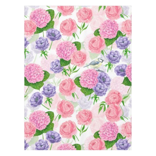 チットバードと花 テーブルクロス (正面)