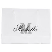 チッパーソナライズされたク名モノグラムを持つ抱き枕 ラージペーパーバッグ (裏面)