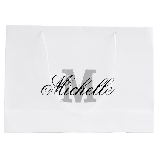 チッパーソナライズされたク名モノグラムを持つ抱き枕 ラージペーパーバッグ (裏面)